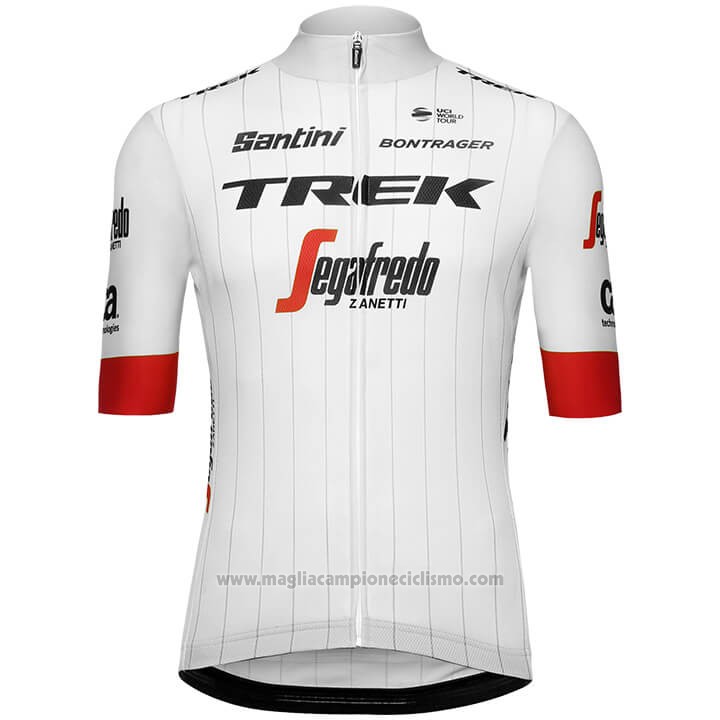 2018 Abbigliamento Ciclismo Trek Segafredo Tour de France Bianco Rosso Manica Corta e Salopette
